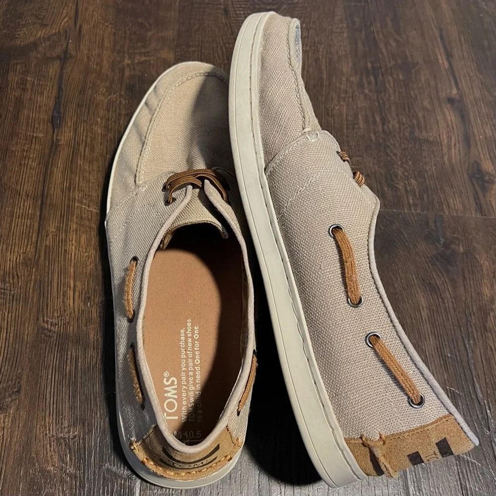 TOMS Men’s “Culver” Slip On Coated Linen + Suede Boat Shoes